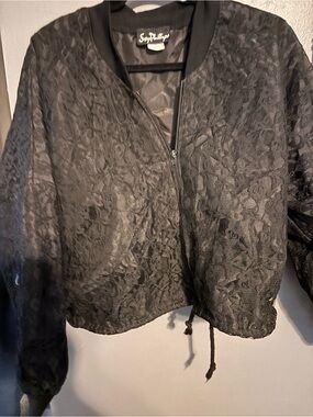 Vintage Suzy Phillips Black Lace Bomber Jacket